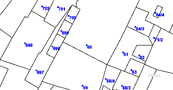 Parcela st. 60 v KÚ Litoměřice, Katastrální mapa