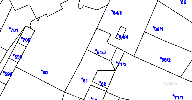 Parcela st. 64/3 v KÚ Litoměřice, Katastrální mapa