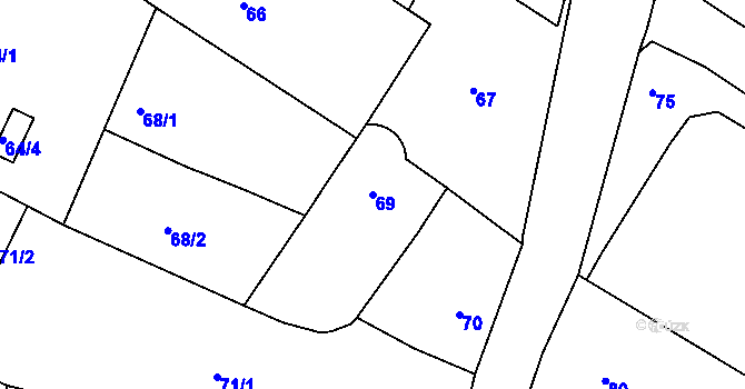 Parcela st. 69 v KÚ Litoměřice, Katastrální mapa