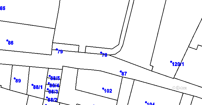 Parcela st. 78 v KÚ Litoměřice, Katastrální mapa