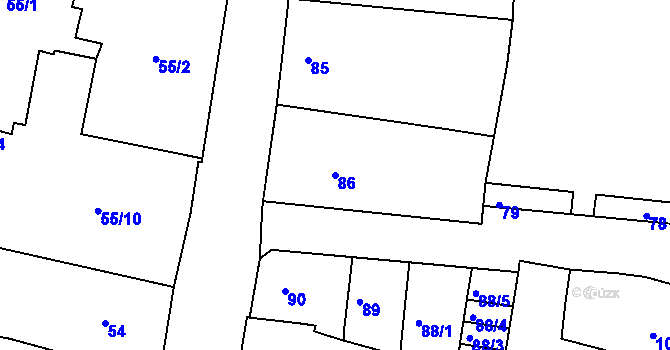 Parcela st. 86 v KÚ Litoměřice, Katastrální mapa
