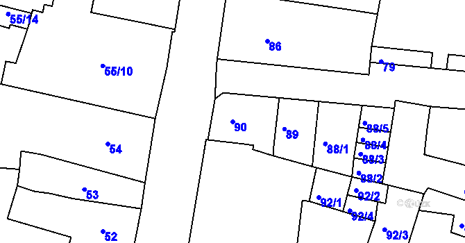 Parcela st. 90 v KÚ Litoměřice, Katastrální mapa