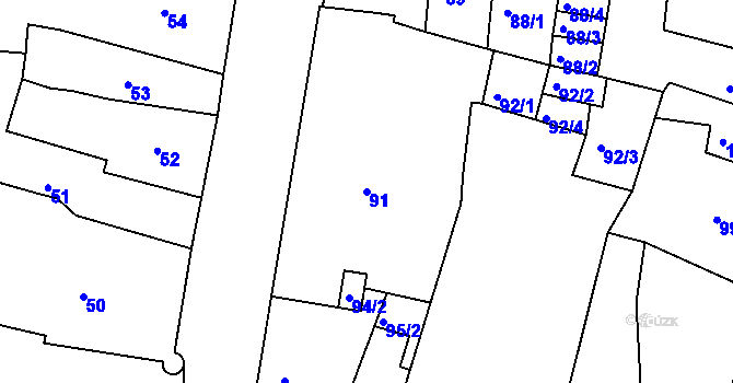 Parcela st. 91 v KÚ Litoměřice, Katastrální mapa