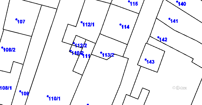 Parcela st. 113/2 v KÚ Litoměřice, Katastrální mapa