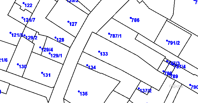 Parcela st. 133 v KÚ Litoměřice, Katastrální mapa
