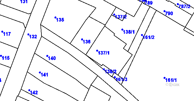 Parcela st. 137/1 v KÚ Litoměřice, Katastrální mapa