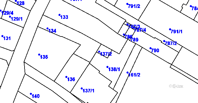 Parcela st. 137/2 v KÚ Litoměřice, Katastrální mapa