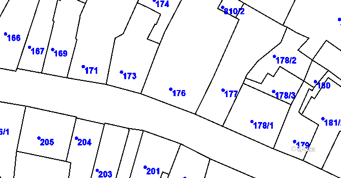 Parcela st. 176 v KÚ Litoměřice, Katastrální mapa