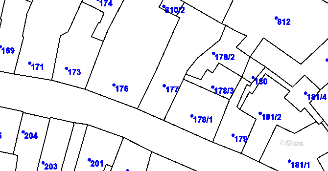 Parcela st. 177 v KÚ Litoměřice, Katastrální mapa