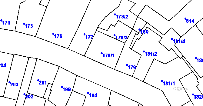 Parcela st. 178/1 v KÚ Litoměřice, Katastrální mapa