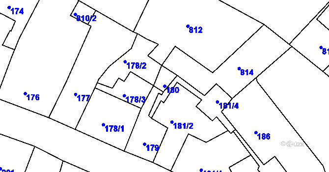 Parcela st. 180 v KÚ Litoměřice, Katastrální mapa