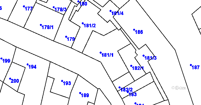 Parcela st. 181/1 v KÚ Litoměřice, Katastrální mapa
