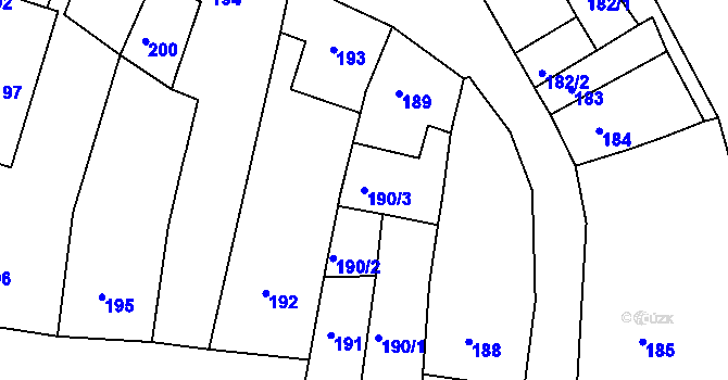 Parcela st. 190/3 v KÚ Litoměřice, Katastrální mapa