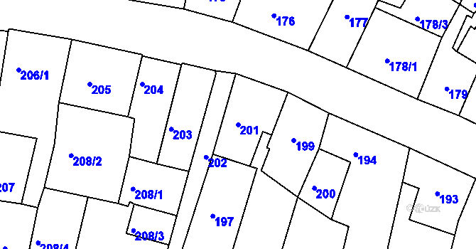 Parcela st. 201 v KÚ Litoměřice, Katastrální mapa