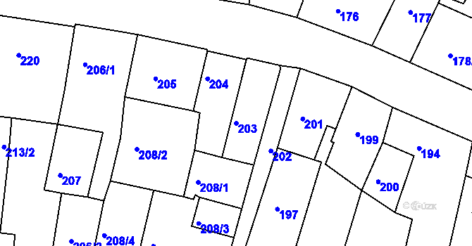 Parcela st. 203 v KÚ Litoměřice, Katastrální mapa