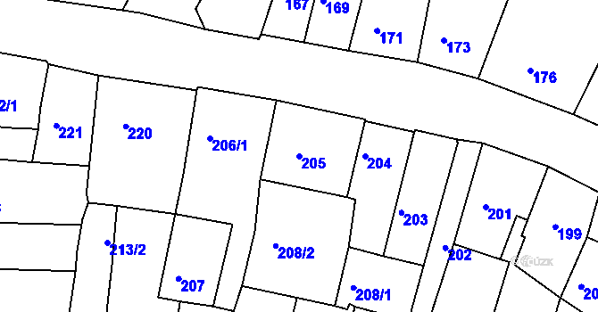 Parcela st. 205 v KÚ Litoměřice, Katastrální mapa