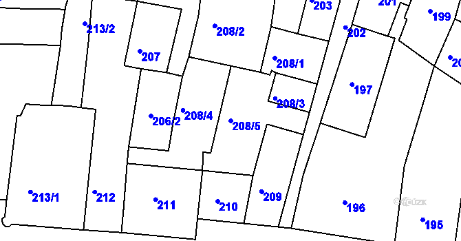 Parcela st. 208/5 v KÚ Litoměřice, Katastrální mapa