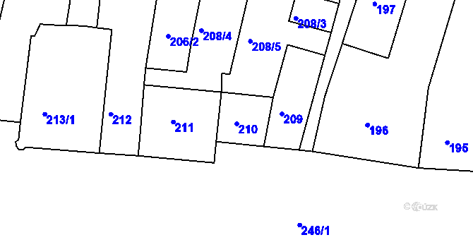 Parcela st. 210 v KÚ Litoměřice, Katastrální mapa