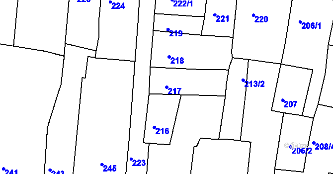 Parcela st. 217 v KÚ Litoměřice, Katastrální mapa
