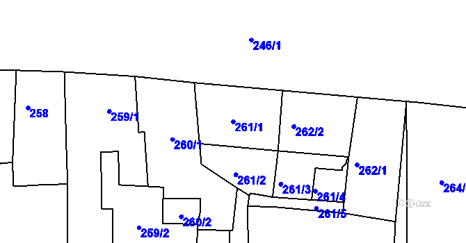 Parcela st. 261/1 v KÚ Litoměřice, Katastrální mapa