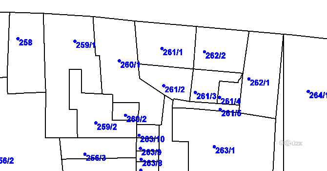 Parcela st. 261/2 v KÚ Litoměřice, Katastrální mapa