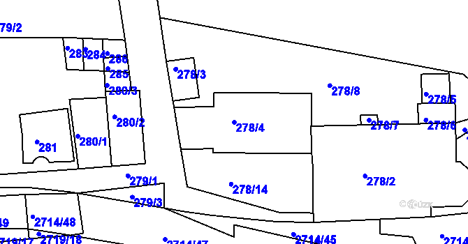 Parcela st. 278/4 v KÚ Litoměřice, Katastrální mapa