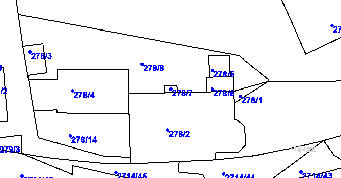 Parcela st. 278/7 v KÚ Litoměřice, Katastrální mapa