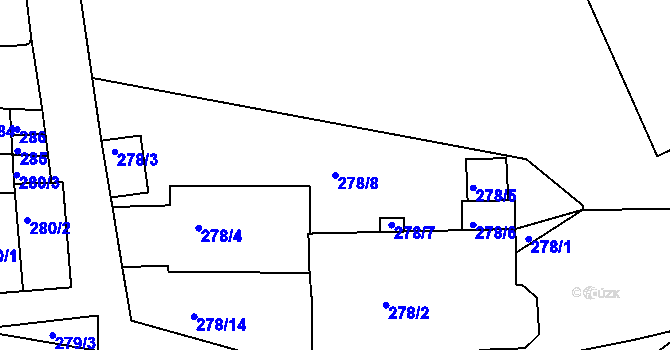 Parcela st. 278/8 v KÚ Litoměřice, Katastrální mapa