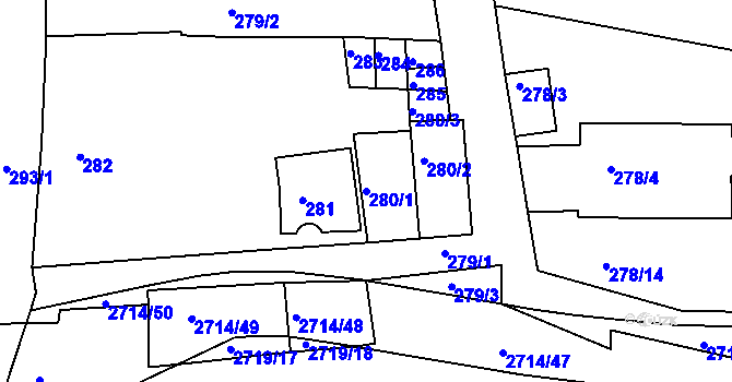 Parcela st. 280/1 v KÚ Litoměřice, Katastrální mapa