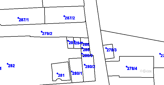 Parcela st. 286 v KÚ Litoměřice, Katastrální mapa