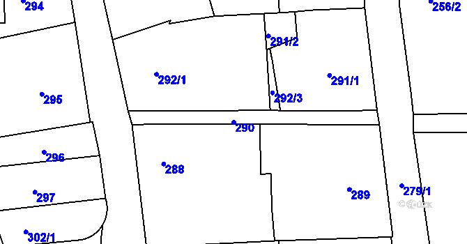 Parcela st. 290 v KÚ Litoměřice, Katastrální mapa