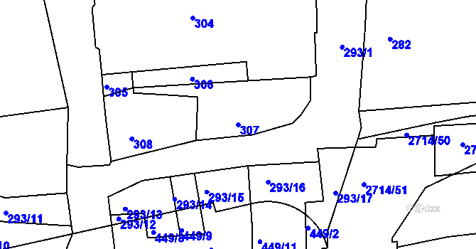 Parcela st. 307 v KÚ Litoměřice, Katastrální mapa