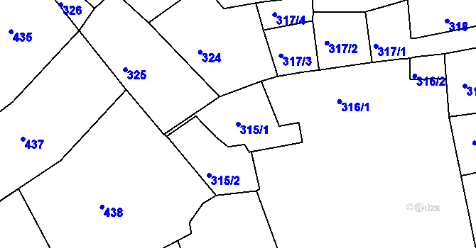 Parcela st. 315/1 v KÚ Litoměřice, Katastrální mapa