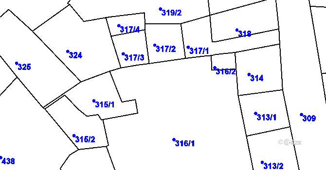 Parcela st. 316/1 v KÚ Litoměřice, Katastrální mapa