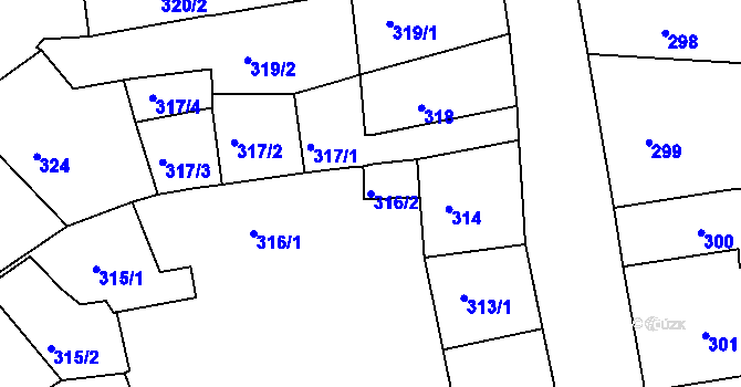 Parcela st. 316/2 v KÚ Litoměřice, Katastrální mapa