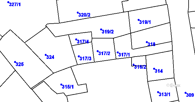 Parcela st. 317/2 v KÚ Litoměřice, Katastrální mapa