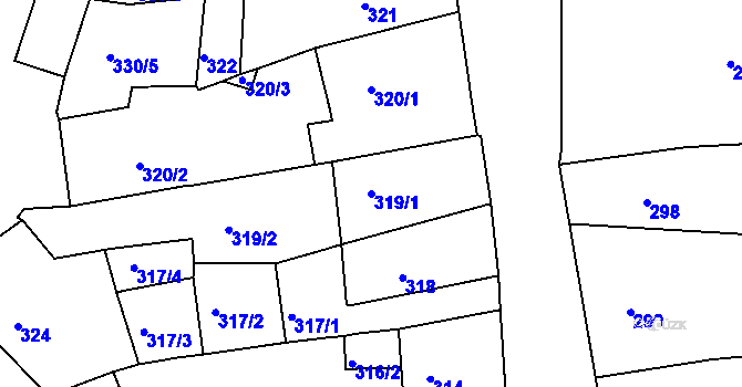 Parcela st. 319/1 v KÚ Litoměřice, Katastrální mapa