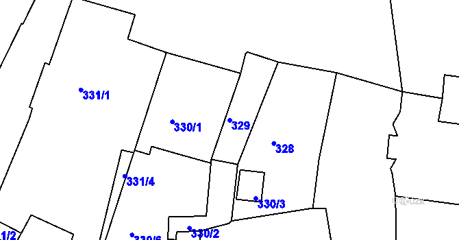 Parcela st. 329 v KÚ Litoměřice, Katastrální mapa