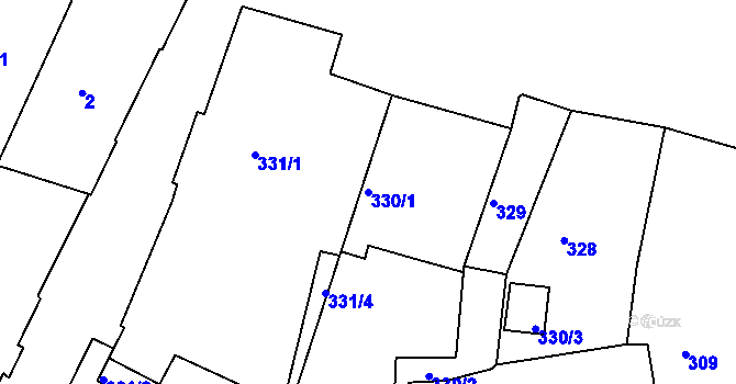 Parcela st. 330/1 v KÚ Litoměřice, Katastrální mapa