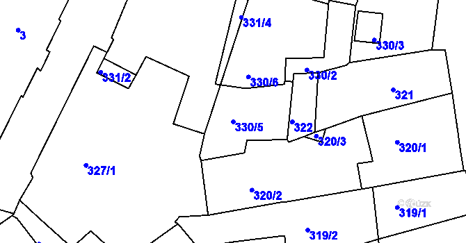 Parcela st. 330/5 v KÚ Litoměřice, Katastrální mapa