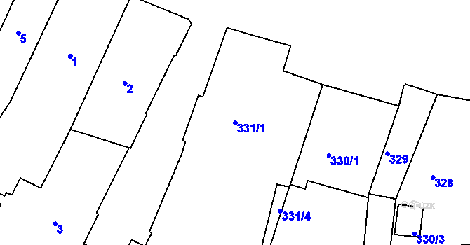 Parcela st. 331/1 v KÚ Litoměřice, Katastrální mapa