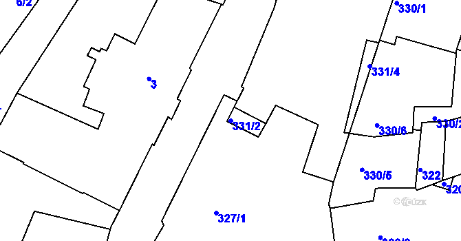 Parcela st. 331/2 v KÚ Litoměřice, Katastrální mapa