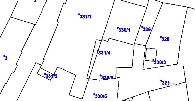 Parcela st. 331/4 v KÚ Litoměřice, Katastrální mapa