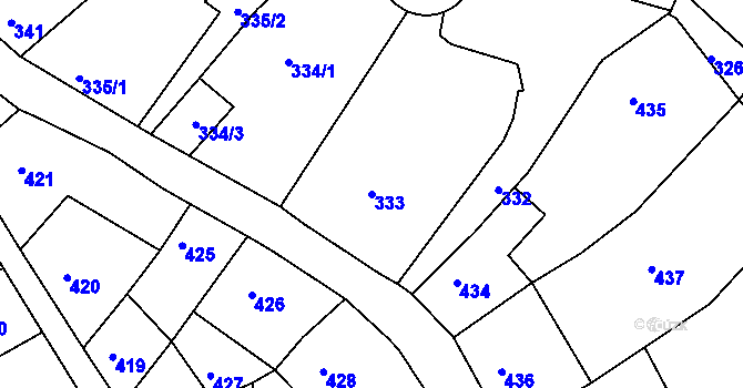Parcela st. 333 v KÚ Litoměřice, Katastrální mapa