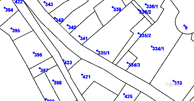 Parcela st. 335/1 v KÚ Litoměřice, Katastrální mapa