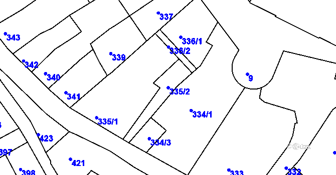 Parcela st. 335/2 v KÚ Litoměřice, Katastrální mapa