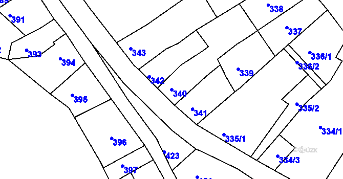 Parcela st. 340 v KÚ Litoměřice, Katastrální mapa