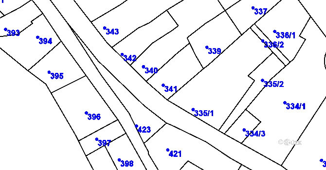 Parcela st. 341 v KÚ Litoměřice, Katastrální mapa