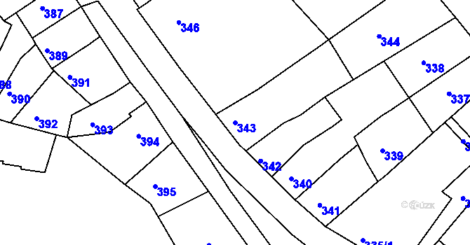 Parcela st. 343 v KÚ Litoměřice, Katastrální mapa