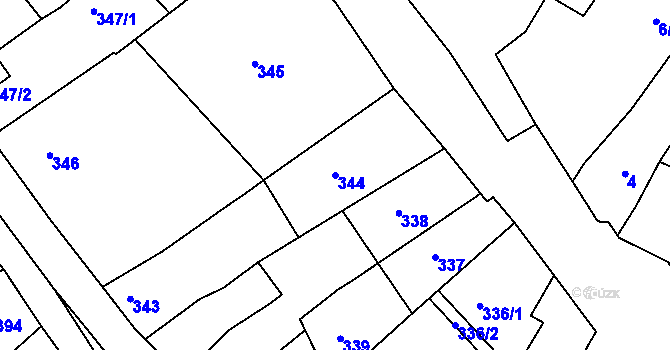 Parcela st. 344 v KÚ Litoměřice, Katastrální mapa